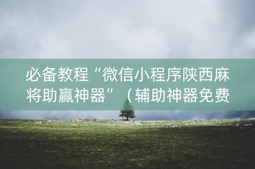 必备教程“微信小程序陕西麻将助赢神器”（辅助神器免费)