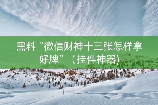 黑料“微信财神十三张怎样拿好牌”（挂件神器)