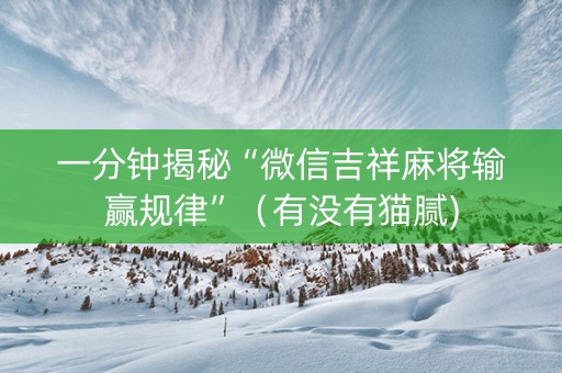 一分钟揭秘“微信吉祥麻将输赢规律”（有没有猫腻)