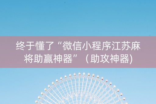 终于懂了“微信小程序江苏麻将助赢神器”（助攻神器)