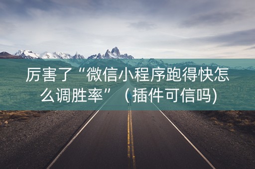 厉害了“微信小程序跑得快怎么调胜率”（插件可信吗)