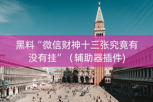 黑料“微信财神十三张究竟有没有挂”（辅助器插件)