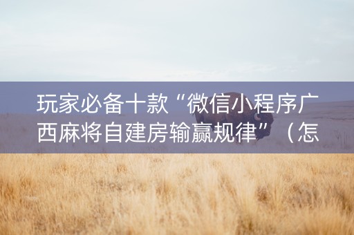 玩家必备十款“微信小程序广西麻将自建房输赢规律”（怎么提高胜率)