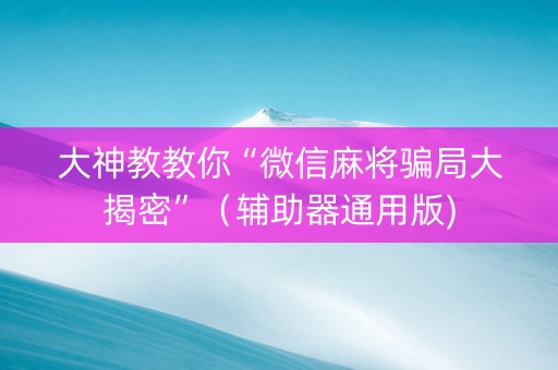 大神教教你“微信麻将骗局大揭密”（辅助器通用版)