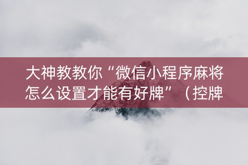 大神教教你“微信小程序麻将怎么设置才能有好牌”（控牌神器)