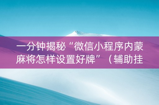 一分钟揭秘“微信小程序内蒙麻将怎样设置好牌”（辅助挂发牌规律)