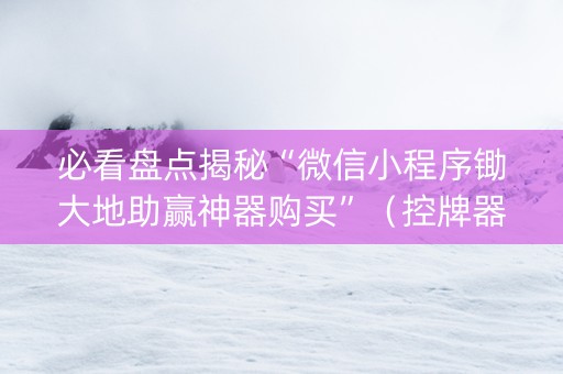 必看盘点揭秘“微信小程序锄大地助赢神器购买”（控牌器)