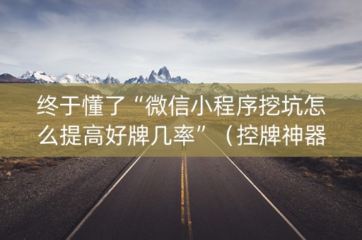 终于懂了“微信小程序挖坑怎么提高好牌几率”（控牌神器)