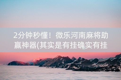 2分钟秒懂！微乐河南麻将助赢神器(其实是有挂确实有挂)