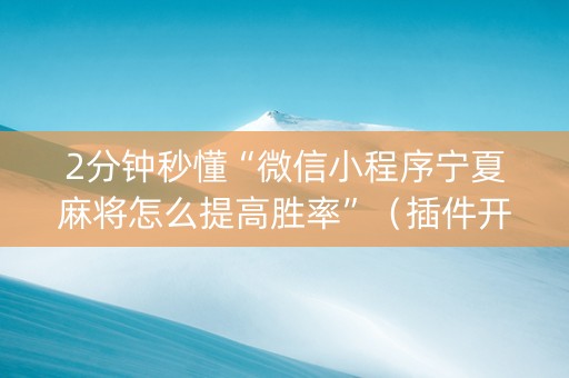 2分钟秒懂“微信小程序宁夏麻将怎么提高胜率”（插件开挂免费AI)