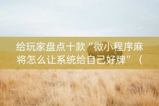 给玩家盘点十款“微小程序麻将怎么让系统给自己好牌”（提高胜率技巧)
