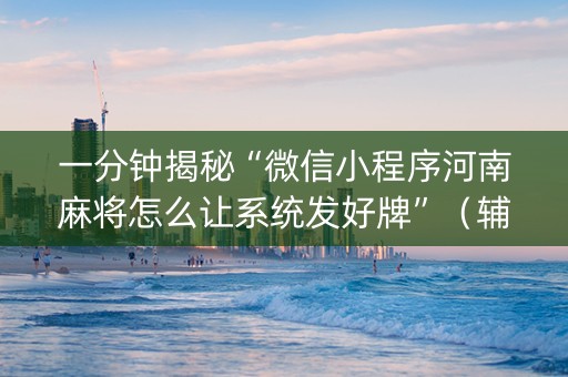 一分钟揭秘“微信小程序河南麻将怎么让系统发好牌”（辅牌器插件购买)