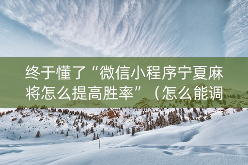 终于懂了“微信小程序宁夏麻将怎么提高胜率”（怎么能调好牌)