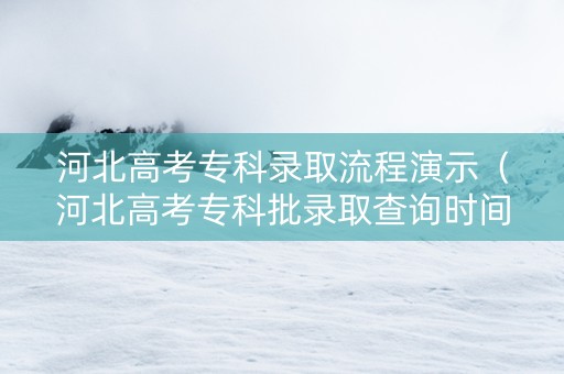 河北高考专科录取流程演示（河北高考专科批录取查询时间）