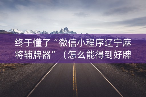 终于懂了“微信小程序辽宁麻将辅牌器”（怎么能得到好牌)