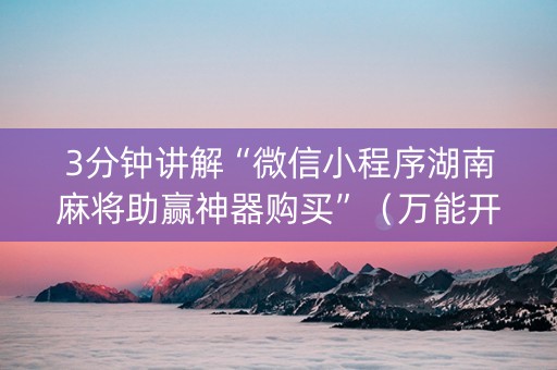 3分钟讲解“微信小程序湖南麻将助赢神器购买”（万能开挂神器)