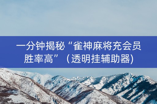 一分钟揭秘“雀神麻将充会员胜率高”（透明挂辅助器)