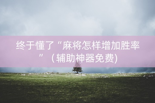终于懂了“麻将怎样增加胜率”（辅助神器免费)