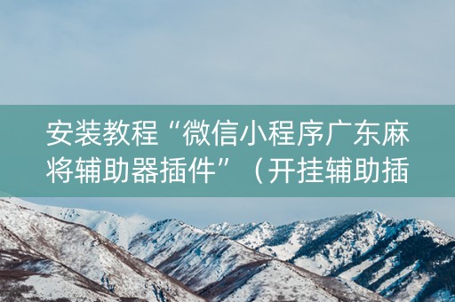 安装教程“微信小程序广东麻将辅助器插件”（开挂辅助插件)