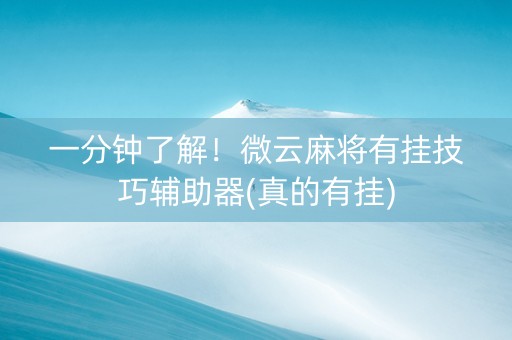 一分钟了解！微云麻将有挂技巧辅助器(真的有挂)