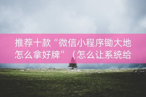 推荐十款“微信小程序锄大地怎么拿好牌”（怎么让系统给你发好牌)