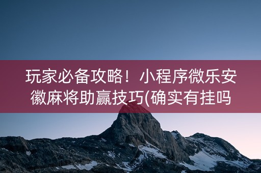玩家必备攻略！小程序微乐安徽麻将助赢技巧(确实有挂吗)