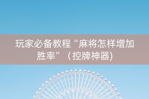 玩家必备教程“麻将怎样增加胜率”（控牌神器)