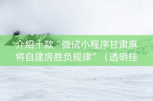 介绍十款“微信小程序甘肃麻将自建房胜负规律”（透明挂辅助器)