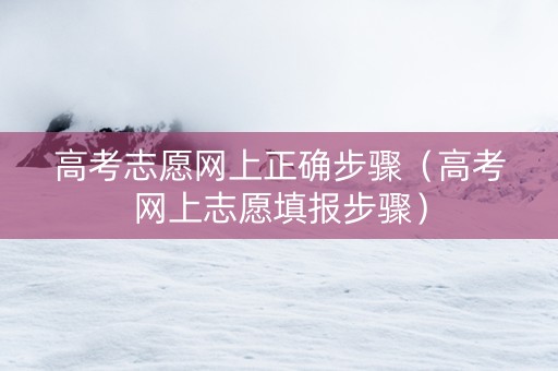 高考志愿网上正确步骤（高考网上志愿填报步骤）
