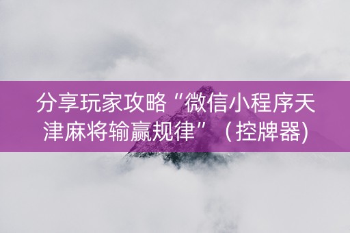 分享玩家攻略“微信小程序天津麻将输赢规律”（控牌器)