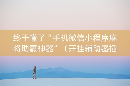 终于懂了“手机微信小程序麻将助赢神器”（开挂辅助器插件)
