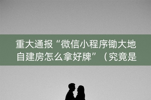 重大通报“微信小程序锄大地自建房怎么拿好牌”（究竟是不是有挂)
