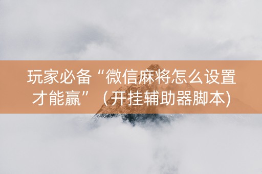 玩家必备“微信麻将怎么设置才能赢”（开挂辅助器脚本)