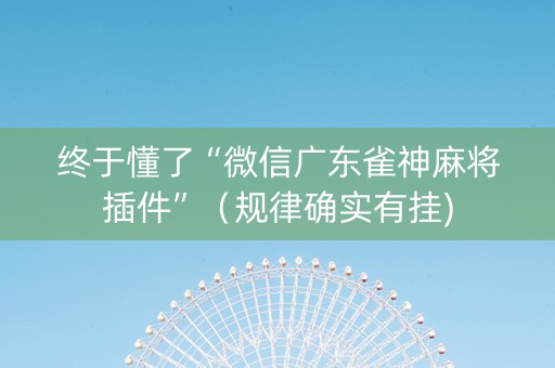 终于懂了“微信广东雀神麻将插件”（规律确实有挂)