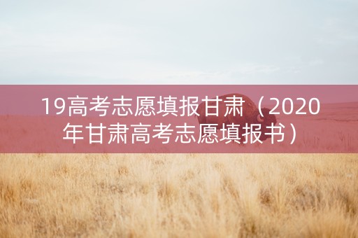 19高考志愿填报甘肃（2020年甘肃高考志愿填报书）