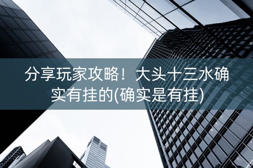 分享玩家攻略！大头十三水确实有挂的(确实是有挂)