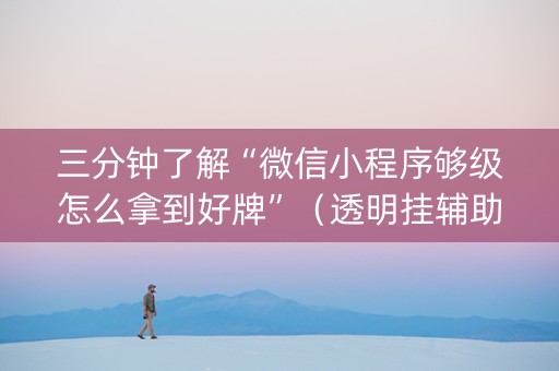 三分钟了解“微信小程序够级怎么拿到好牌”（透明挂辅助器)