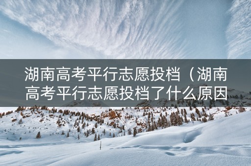 湖南高考平行志愿投档（湖南高考平行志愿投档了什么原因退档）