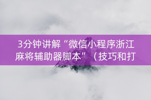3分钟讲解“微信小程序浙江麻将辅助器脚本”（技巧和打好牌方法)