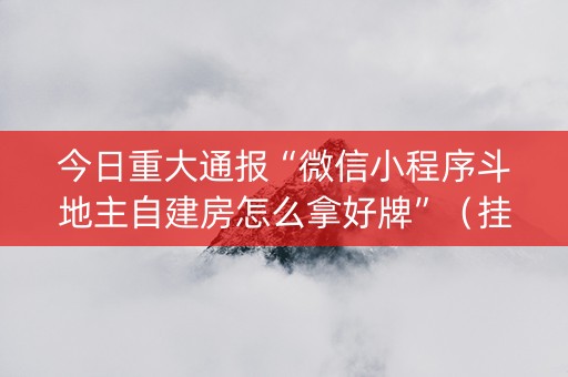 今日重大通报“微信小程序斗地主自建房怎么拿好牌”（挂件神器)