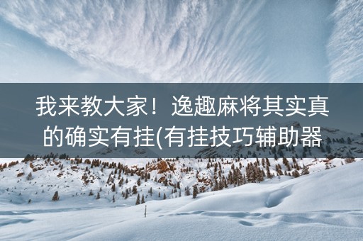 我来教大家！逸趣麻将其实真的确实有挂(有挂技巧辅助器)