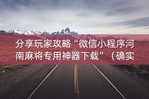 分享玩家攻略“微信小程序河南麻将专用神器下载”（确实有插件吗)