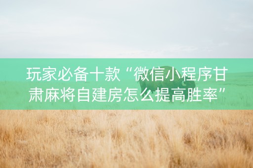 玩家必备十款“微信小程序甘肃麻将自建房怎么提高胜率”（通用挂软件多少钱)