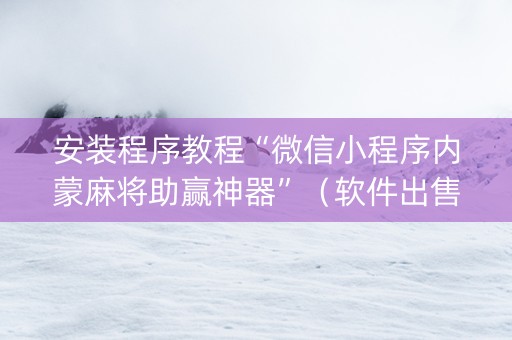 安装程序教程“微信小程序内蒙麻将助赢神器”（软件出售)