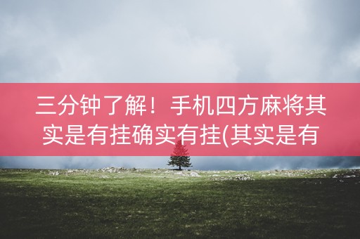 三分钟了解！手机四方麻将其实是有挂确实有挂(其实是有挂确实有挂)