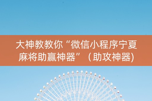 大神教教你“微信小程序宁夏麻将助赢神器”（助攻神器)