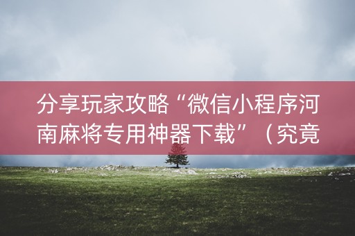 分享玩家攻略“微信小程序河南麻将专用神器下载”（究竟是不是有挂)
