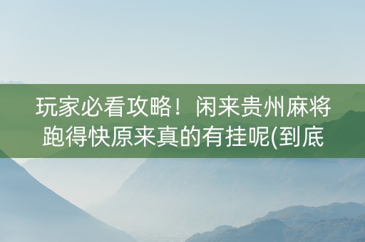 玩家必看攻略！闲来贵州麻将跑得快原来真的有挂呢(到底是不是有挂)