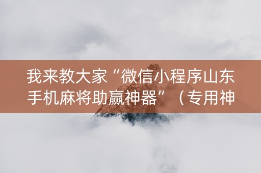 我来教大家“微信小程序山东手机麻将助赢神器”（专用神器下载)