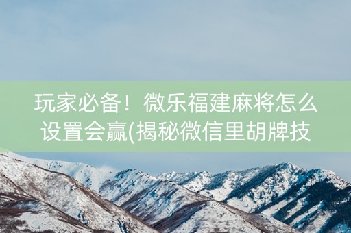 玩家必备！微乐福建麻将怎么设置会赢(揭秘微信里胡牌技巧)